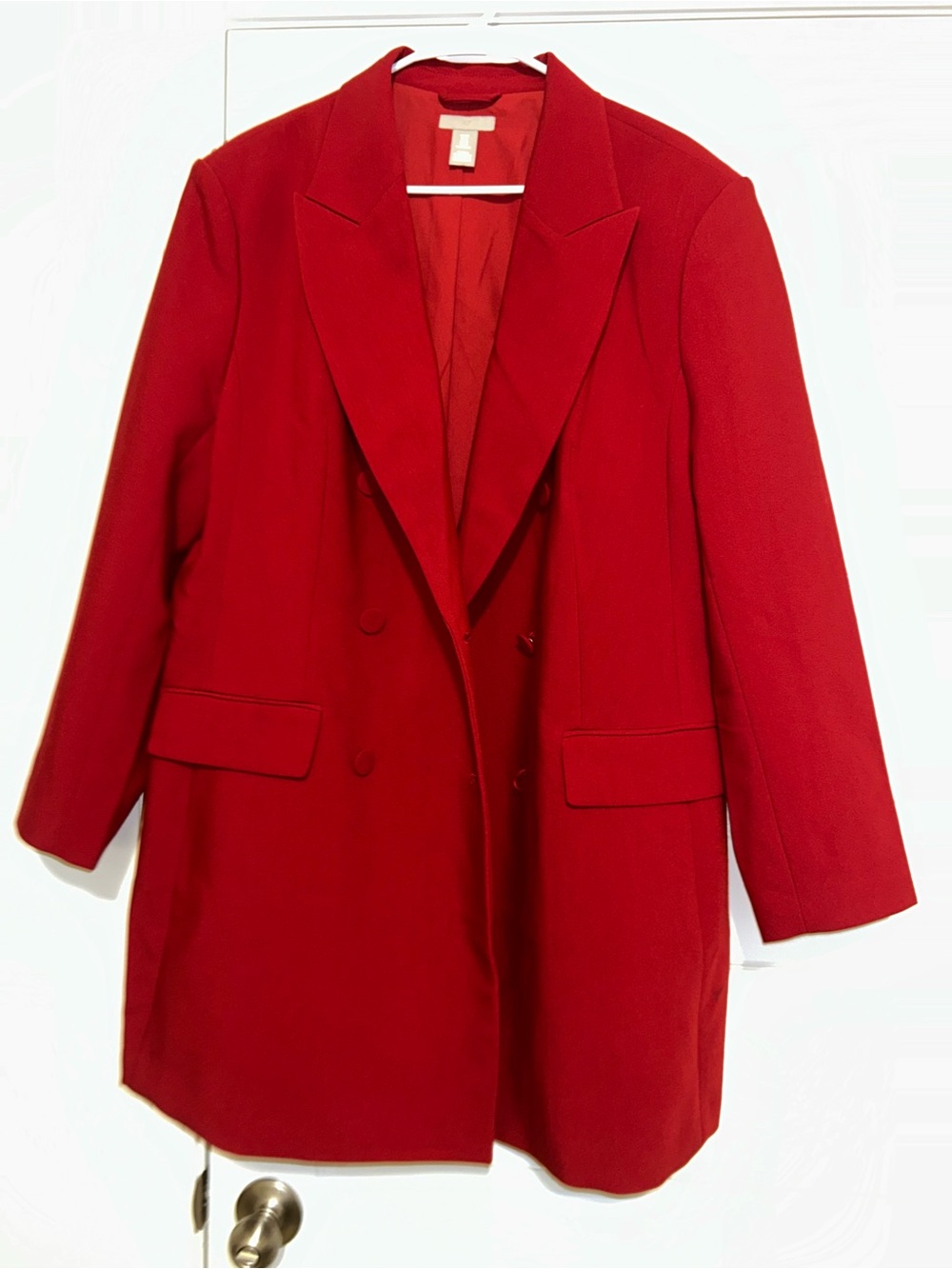 H&M Bold Red Double-Breasted Blazer Jacket